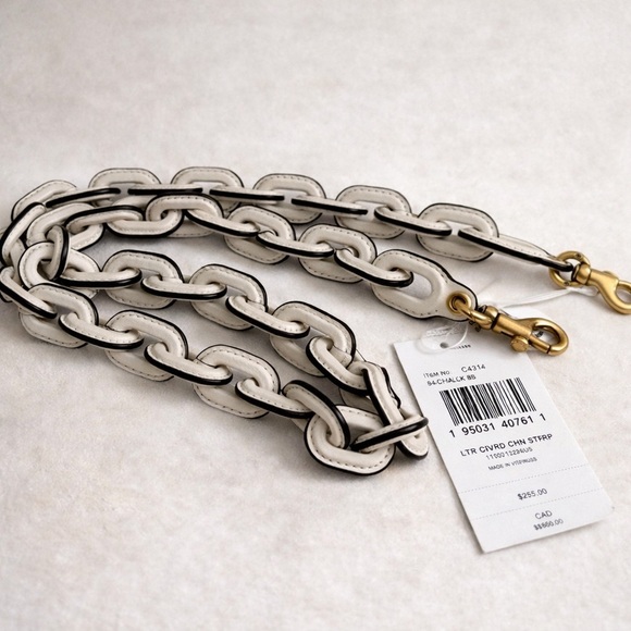 Coach Chalk 40” Long Chain Strap in Glove-tanned Leather C8314 NWT - Picture 2 of 5